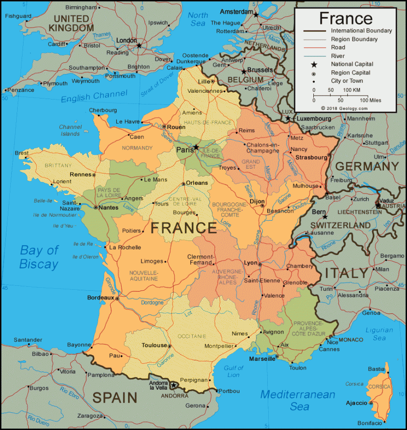 فرنسا على الخريطة - معلومات عن فرنسا